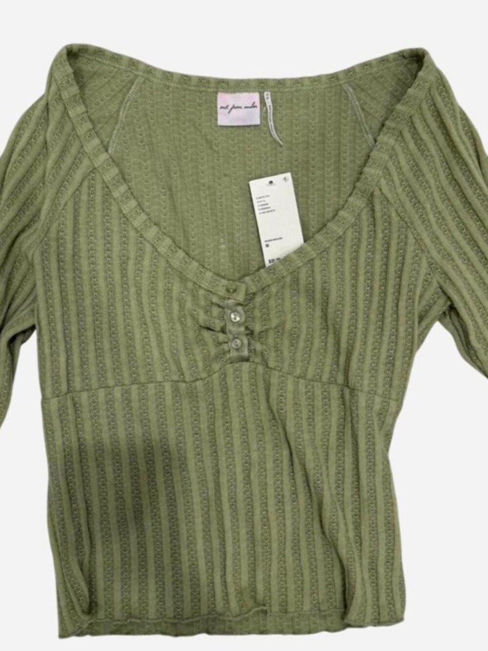 Out From Under green top with button detail Size M